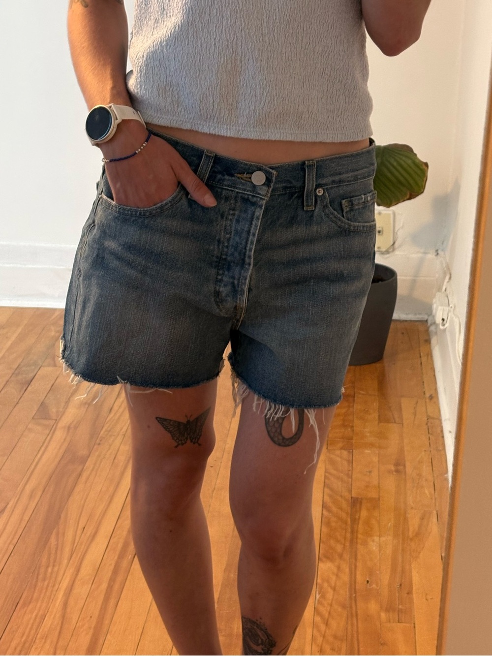 Y2K low-rise BDG Blue Jean Shorts Distressed Style